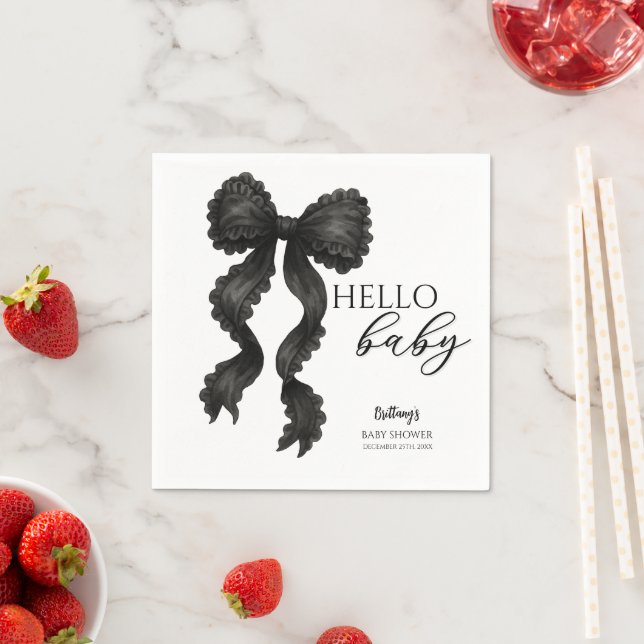 Serviette En Papier Coquette Baby shower noir (En situation)