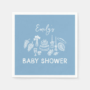 Serviette En Papier Coquette bleu baby shower à main moderne
