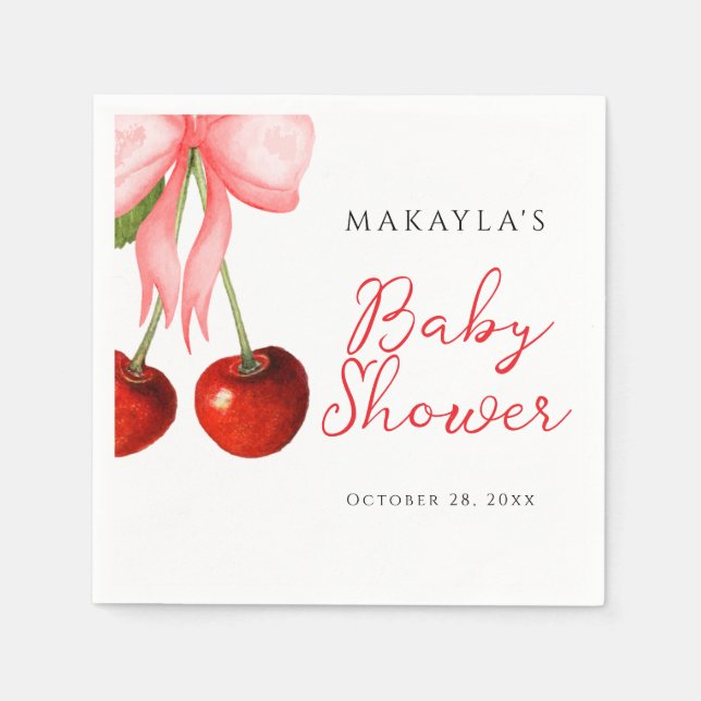 Serviette En Papier Coquette cerise sur le dessus bébé fille douche (Devant)