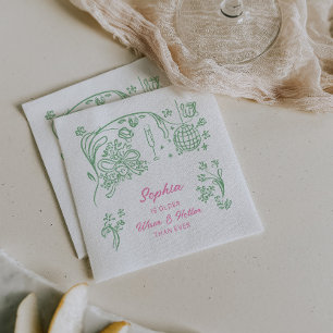 Serviette En Papier Coquette dessinée à la main, sage et audacieux ann