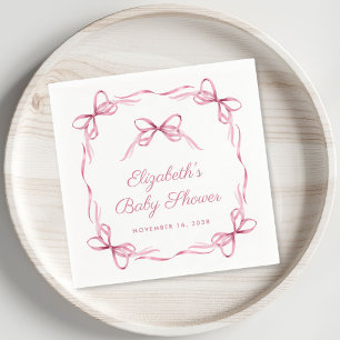 Serviette En Papier Coquette Élégante Bows Rose Baby Girl Douche
