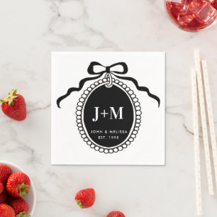 Serviette En Papier Coquette Noir Charme Monogramme