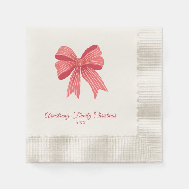 Serviette En Papier Coquette Preppy Red Bow Christmas Party Napkins (Devant)