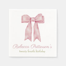 Coquette Rose Aquarelle Bow Fête Anniversaire