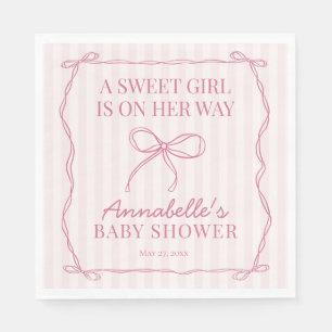 Serviette En Papier Coquette Rose Bow Pastel Baby shower Dessert