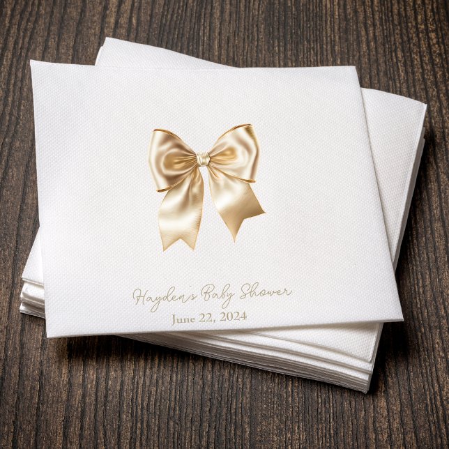 Serviette En Papier Coquette Satin Crème Bow Personnalisé Napkin (Créateur téléchargé)