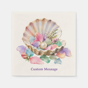 Serviette En Papier Coquillage Perle Pastel Bijou Personnalisé Côté Me