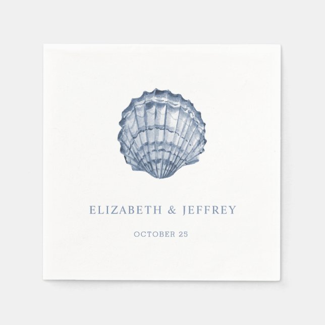 Serviette En Papier Coquillages bleus rustiques Marine Ocean Beach Mar (Devant)