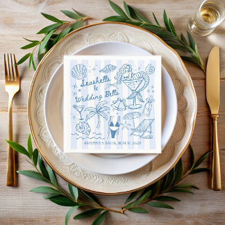 Serviette En Papier Coquillages cloches de mariage enterrement de vie