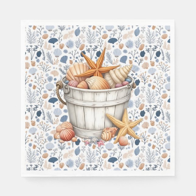 Serviette En Papier Coquillages de bord de mer  (Devant)