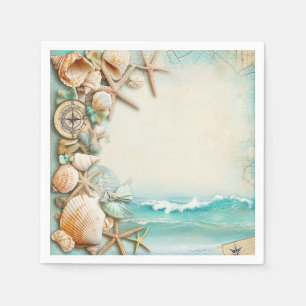 Serviette En Papier Coquillages de mariage sur la plage