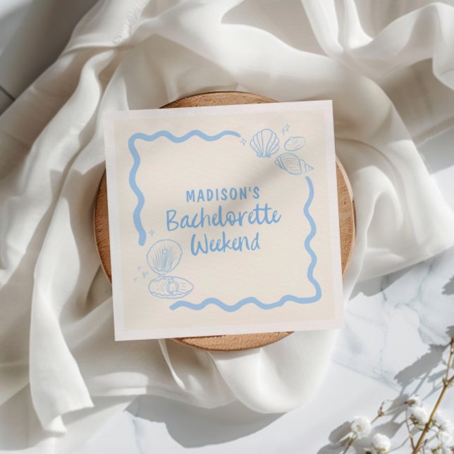 Serviette En Papier Coquillages et Cloches de Mariage Bleu Clair Dessi (Créateur téléchargé)