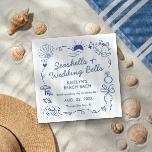 Serviette En Papier Coquillages et Cloches de Mariage Fête de Filles à