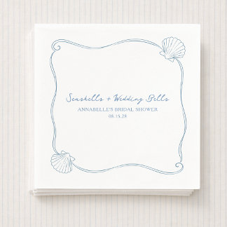 Serviette En Papier Coquillages et Cloches de Mariage Réception de Mar