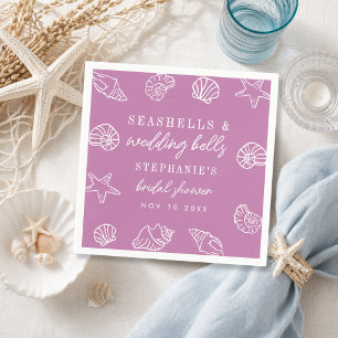 Serviette En Papier Coquillages et Cloches de Mariage Réception de Mar