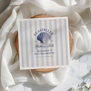 Serviette En Papier Coquillages et cloches Mariages Bachelorette rayée