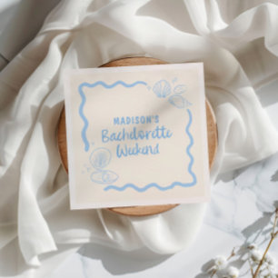 Serviette En Papier Coquillages et cloches Mariages Doux bleu main des