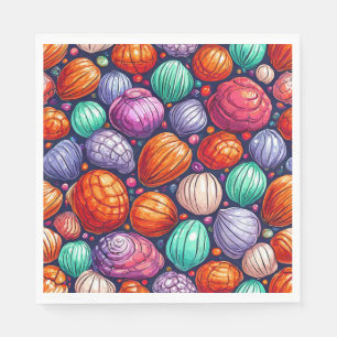 Serviette En Papier Coquillages marins colorés