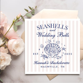Serviette En Papier Coquillages roses rétro et cloches Mariages Bachel