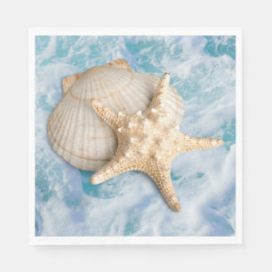 Serviette En Papier Coquillages Sur La Plage