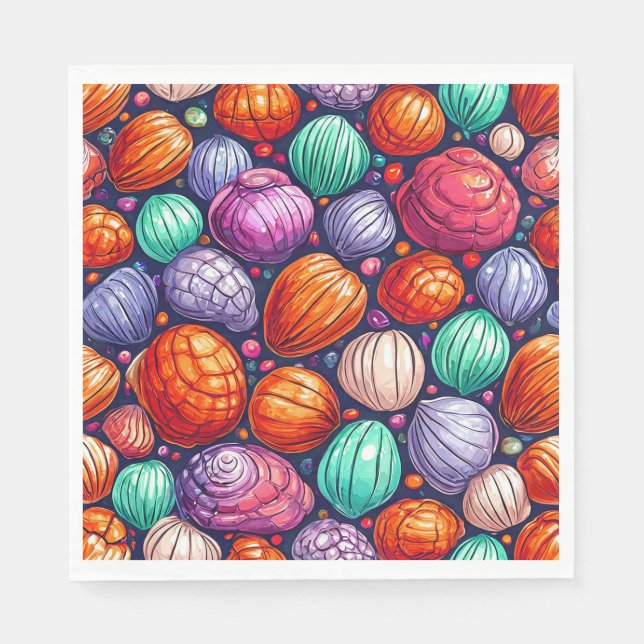 Serviette En Papier Coquilles de mer colorées (Devant)