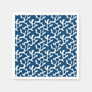 Serviette En Papier Corail Abstrait bleu et blanc Motif répétitif
