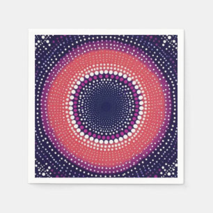 Serviette En Papier Corail, Aubergine, Magenta, Points Kaleidoscope Bl