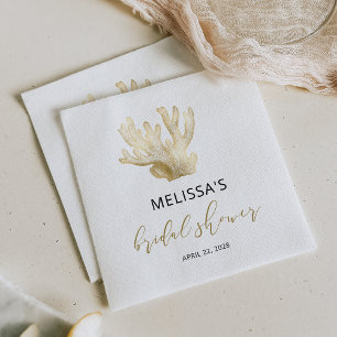 Serviette En Papier Corail de mer or doré Mariage noir