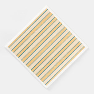 Serviette En Papier Corail et Rayure Verte Moderne Rétro