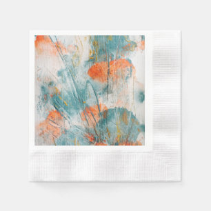 Serviette En Papier Corail et serviettes Turquoises brossées