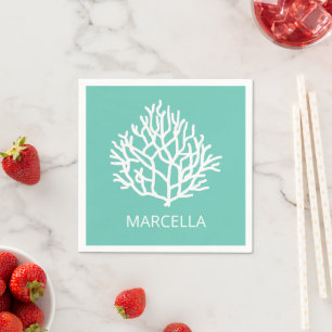 Serviette En Papier Corail Reef Nom personnalisé Summer Beach