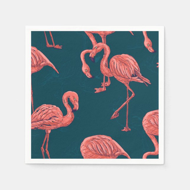 Serviette En Papier Corail vivant modèle flamingo (Devant)