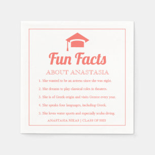 Serviette En Papier Coral Fun Facts class Of 2022 diplôme cap
