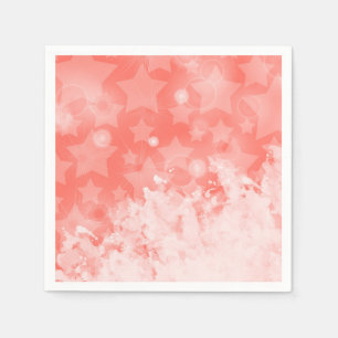 Serviette En Papier Coral rose Etoiles motif Peinture blanche Moderne