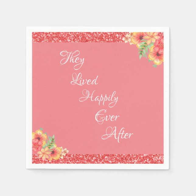 Serviette En Papier Coral rose Floral Plutôt (Devant)