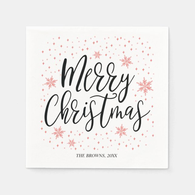 Serviette En Papier Coral Sparkle Joyeux Noël (Devant)
