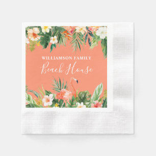 Serviette En Papier Coral Tropical Floral Beach House Cocktail