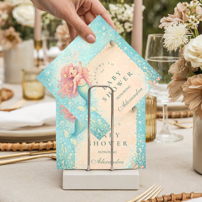 Serviette En Papier Corallight Mermaid Keepsake Baby Shower (Créateur téléchargé)