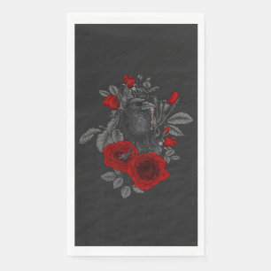 Serviette En Papier Corbeau avec la clé et les roses