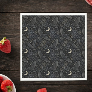 Serviette En Papier Corbeau céleste onyx gothique