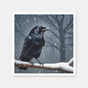 Serviette En Papier Corbeau noir foncé