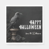 Corbeau & Rose Noire Gothique Halloween Nom Person