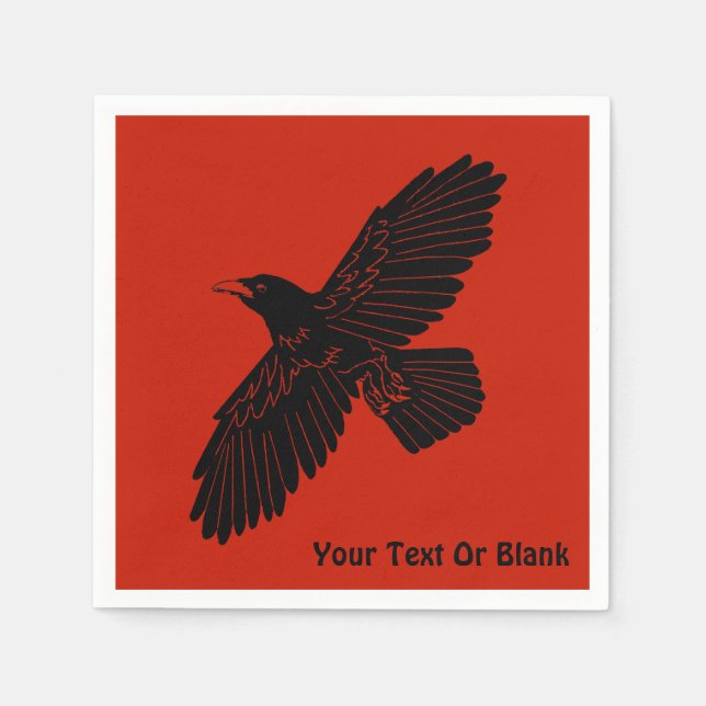 Serviette En Papier Corbeau rouge (Devant)