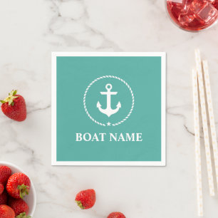 Serviette En Papier Corde d'Ancre Nautical Boat Name