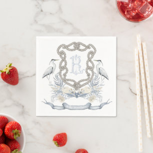 Serviette En Papier Corde de Héron Monogramme Crête