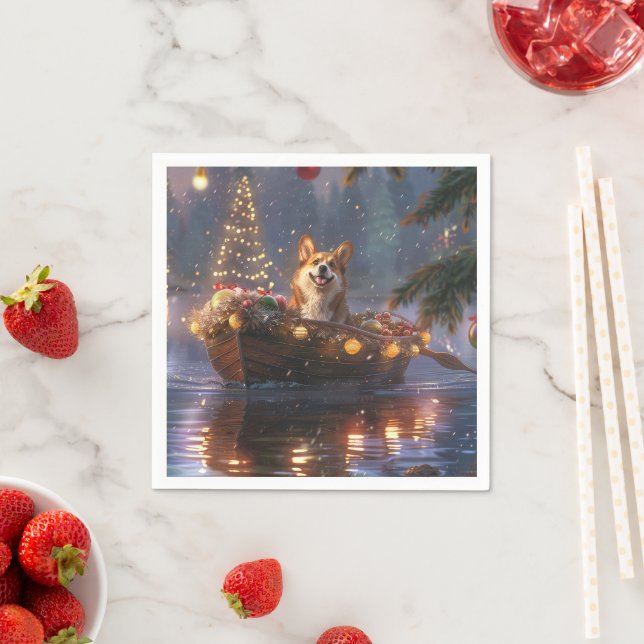 Serviette En Papier Corgi Christmas Festive Voyage (En situation)