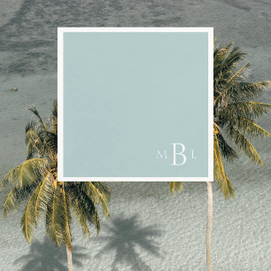 Serviette En Papier Corner Monogram Simple Moderne Seafoam Cocktail