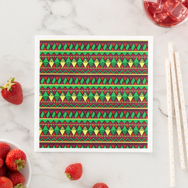 Serviette En Papier Correspondance Kwanzaa Jaune Rouge Noir Vert (En situation)
