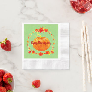 Serviette En Papier Correspondance Thanksgiving Watercolor Citrouille
