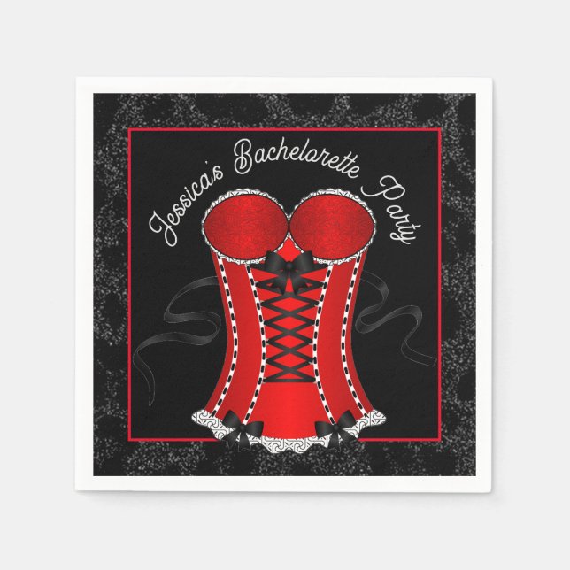 Serviette En Papier Corset Rouge Coquin  (Devant)